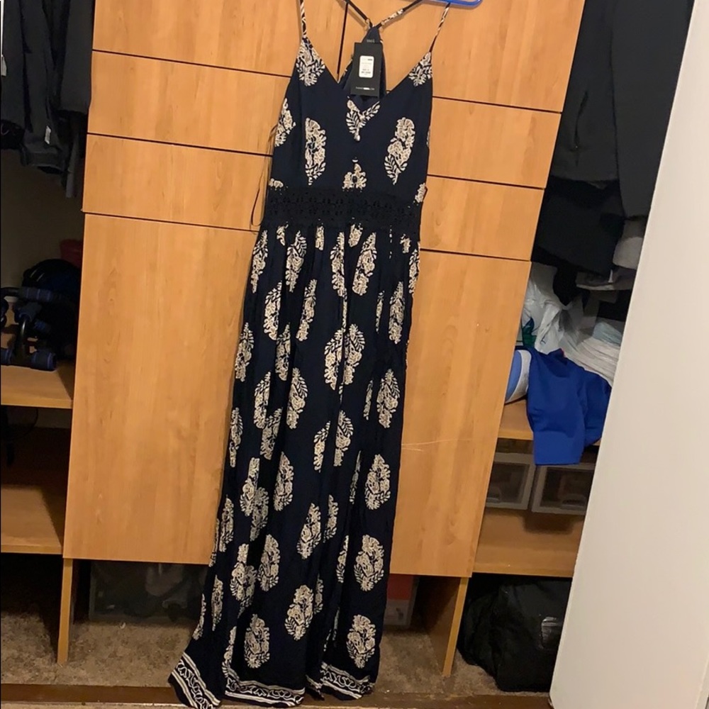 Beautiful Navy Blue and Beige Maxi Dress (New)